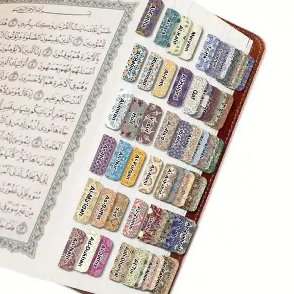 Quran Index Tabs - 114 Chapters 6 Blank, Tear-Resistant, Self-Adhesive, Durable, Perfect for Quran Study and Gifts