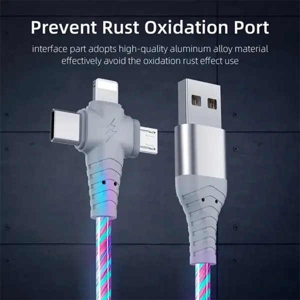 3-in-1 LED Streaming Reinforced Multi Charging Cable