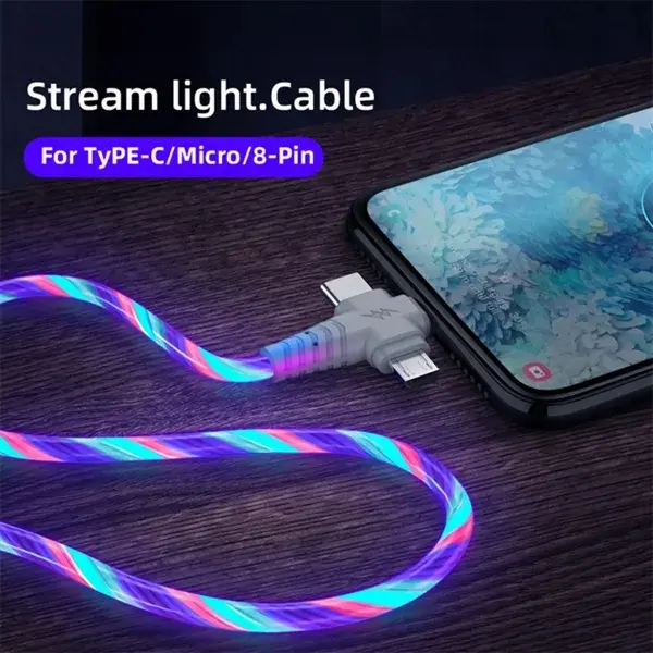 3-in-1 LED Streaming Reinforced Multi Charging Cable