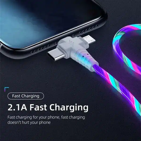 3-in-1 LED Streaming Reinforced Multi Charging Cable