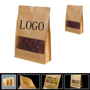 Custom Printed Kraft Paper Stand-Up Food Bags with Window