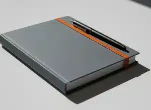 Custom notebook with elastic band and pen loop