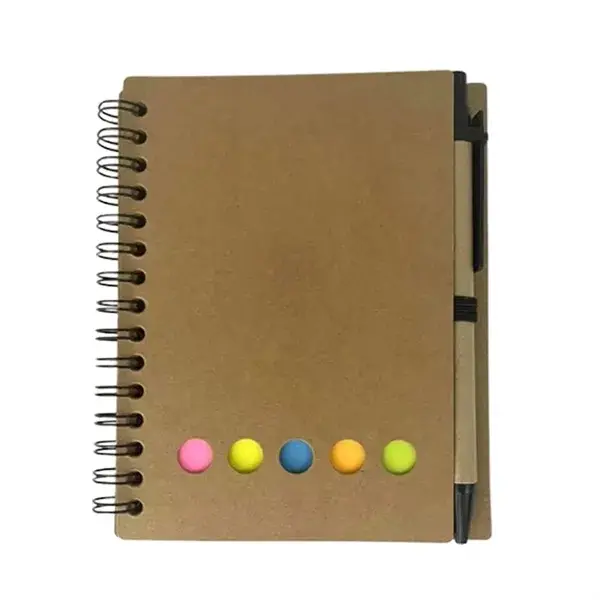Eco-Friendly Spiral Notebook with Pen and Sticky Note Set