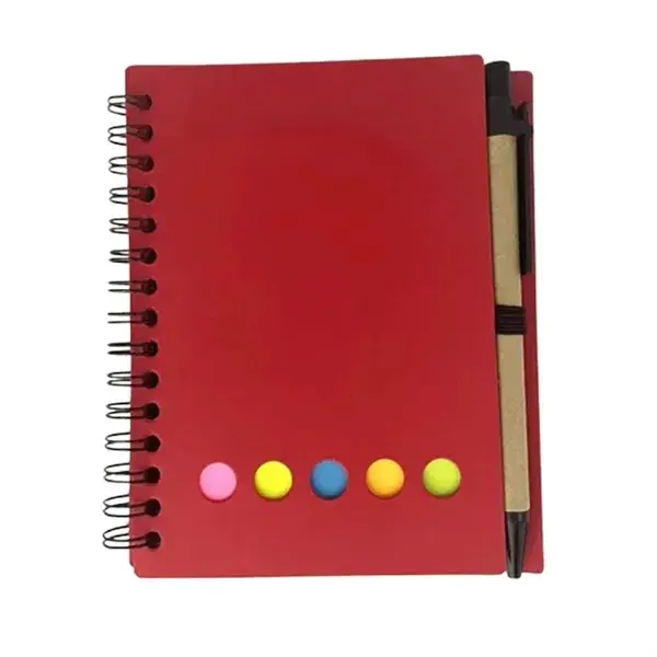 Eco-Friendly Spiral Notebook with Pen and Sticky Note Set