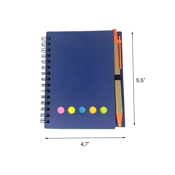 Eco-Friendly Spiral Notebook with Pen and Sticky Note Set
