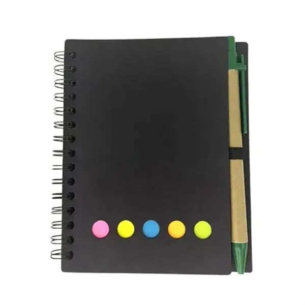 Eco-Friendly Spiral Notebook with Pen and Sticky Note Set