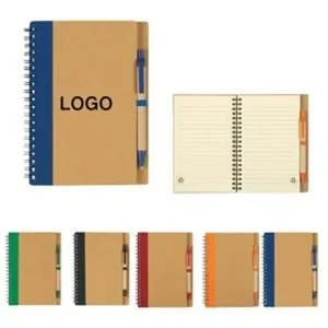 Eco-Friendly Spiral Notebook with Recycled Pen Set