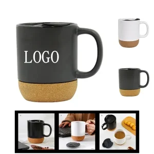 13oz Ceramic Coffee Mug with Insulated Cork Base and Lid