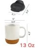 13oz Ceramic Coffee Mug with Insulated Cork Base and Lid