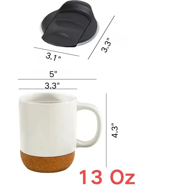 13oz Ceramic Coffee Mug with Insulated Cork Base and Lid