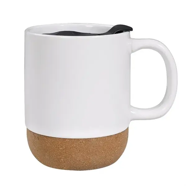 13oz Ceramic Coffee Mug with Insulated Cork Base and Lid