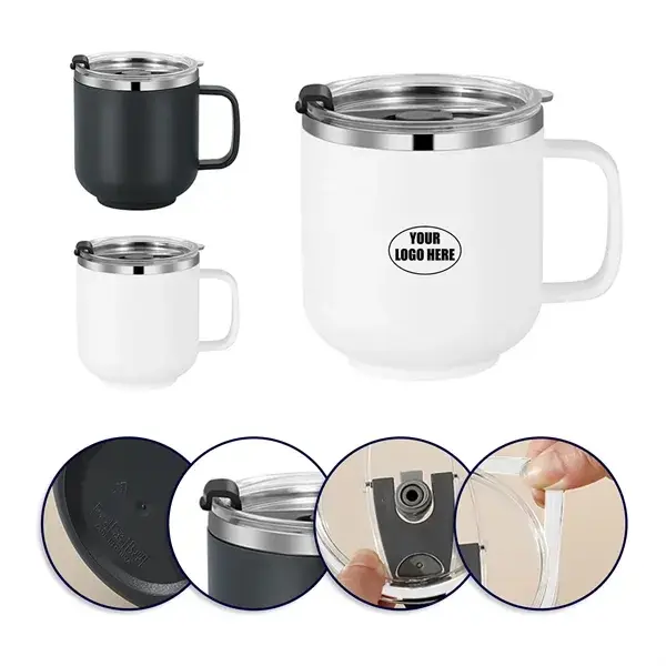 15oz Double Wall Insulated Stainless Steel Coffee Mug with Lid