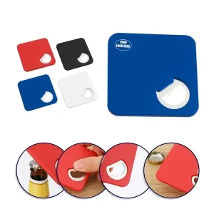 2-in-1 Square Drink Coaster with Integrated Bottle Opener