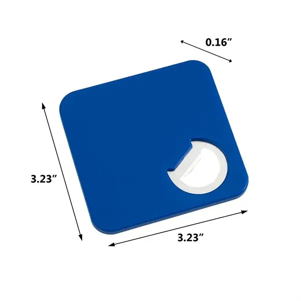 2-in-1 Square Drink Coaster with Integrated Bottle Opener