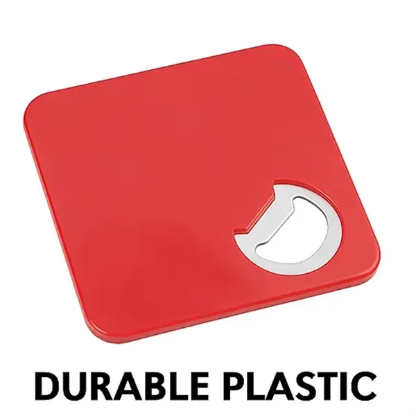2-in-1 Square Drink Coaster with Integrated Bottle Opener