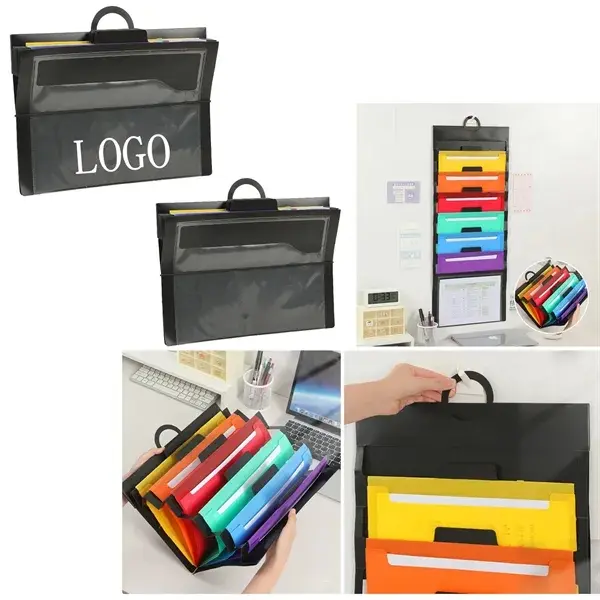 7-Pocket Hanging Rainbow Accordion File Organizer