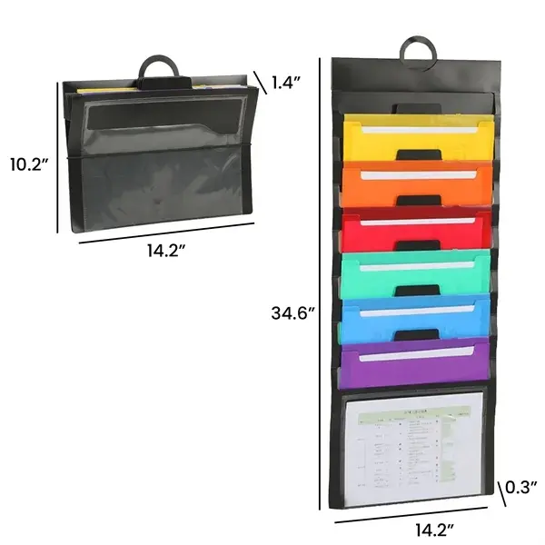 7-Pocket Hanging Rainbow Accordion File Organizer