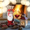 Christmas Embroidered Linen Wine Bottle Gift Covers