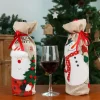 Christmas Embroidered Linen Wine Bottle Gift Covers
