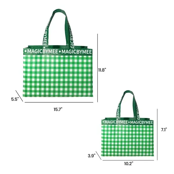 Custom Branded Checkered Non-Woven Shopping Tote Bags