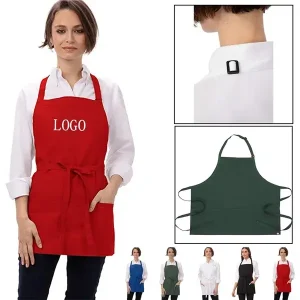 Custom Professional Cotton Kitchen Aprons with Pockets