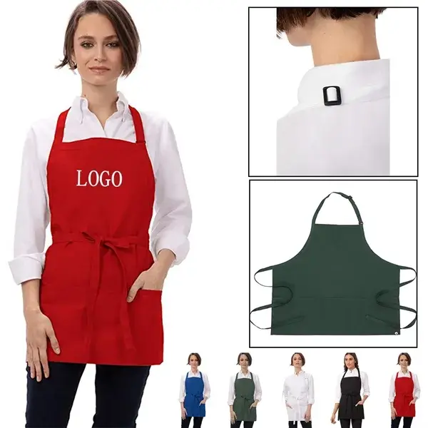 Custom Professional Cotton Kitchen Aprons with Pockets