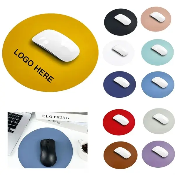 Custom Round PU Leather Mouse Pad for Office