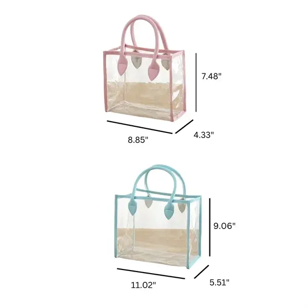 Custom Transparent PVC Tote Bag with PU Leather Handles