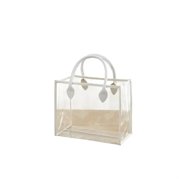 Custom Transparent PVC Tote Bag with PU Leather Handles