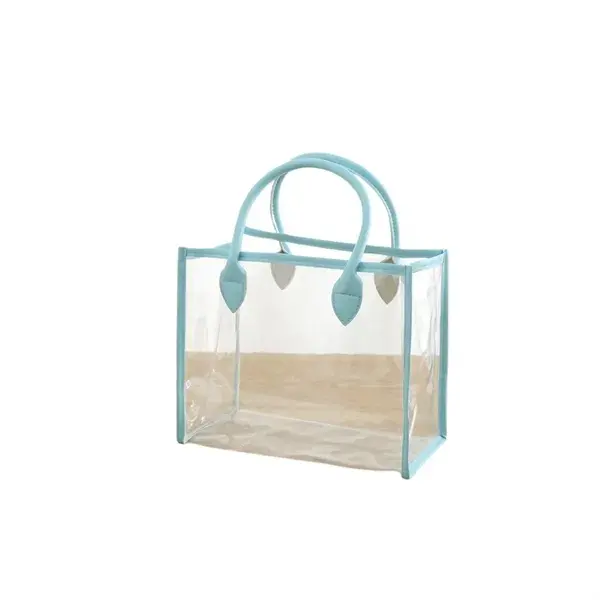 Custom Transparent PVC Tote Bag with PU Leather Handles