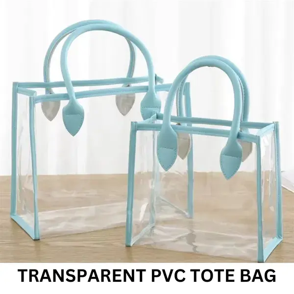 Custom Transparent PVC Tote Bag with PU Leather Handles