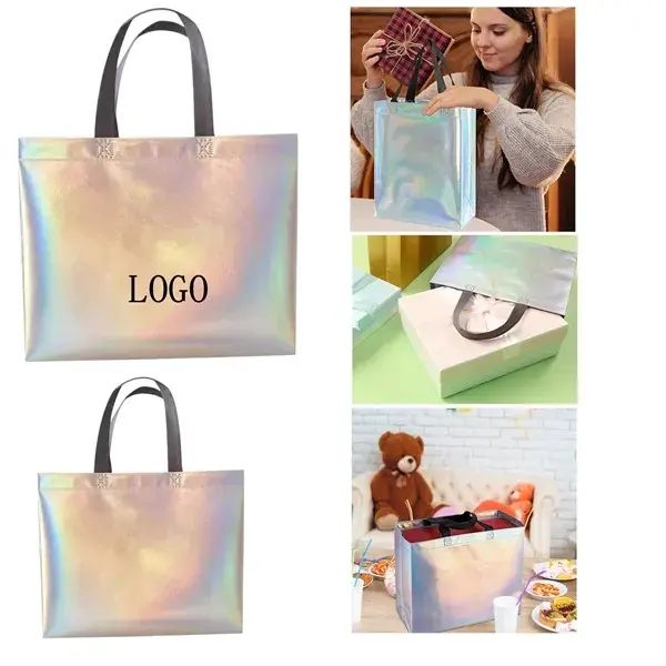 Iridescent Holographic Laminated Non-Woven Laser Tote Bags