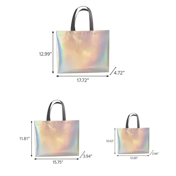 Iridescent Holographic Laminated Non-Woven Laser Tote Bags
