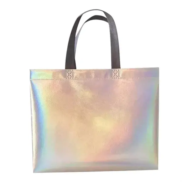 Iridescent Holographic Laminated Non-Woven Laser Tote Bags