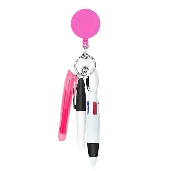 Multicolor Retractable Nurse Pen Set with Badge Reel