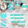 Personalized Striped Canvas Tote and Makeup Bag Set