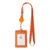 Premium Retractable PU Leather ID Badge Holder with Neck Lanyard