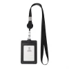 Premium Retractable PU Leather ID Badge Holder with Neck Lanyard