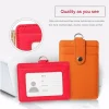 Premium Retractable PU Leather ID Badge Holder with Neck Lanyard