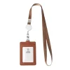 Premium Retractable PU Leather ID Badge Holder with Neck Lanyard
