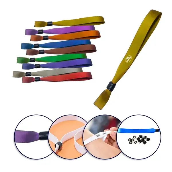 Custom Fabric Event Wristbands with Secure Plastic Sliding Lock