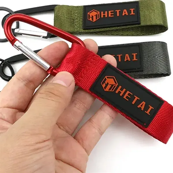 Custom Heavy-Duty Carabiner Keychain Strap with Logo Patch