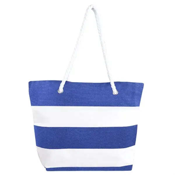 Nautical Striped Canvas Beach Tote Bag