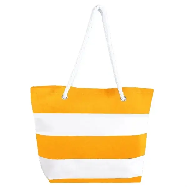 Nautical Striped Canvas Beach Tote Bag