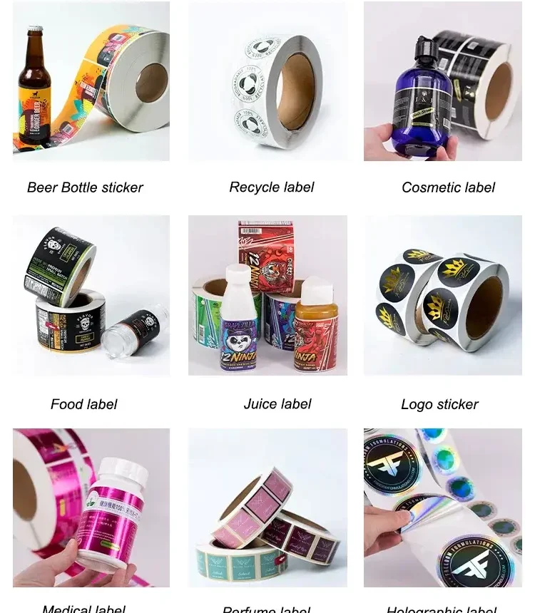 Luxury gold foil stamped wine bottle label printing Waterproof food packaging label on jar Custom printed roll labels for automatic labeling machine Clear transparent cosmetic product label